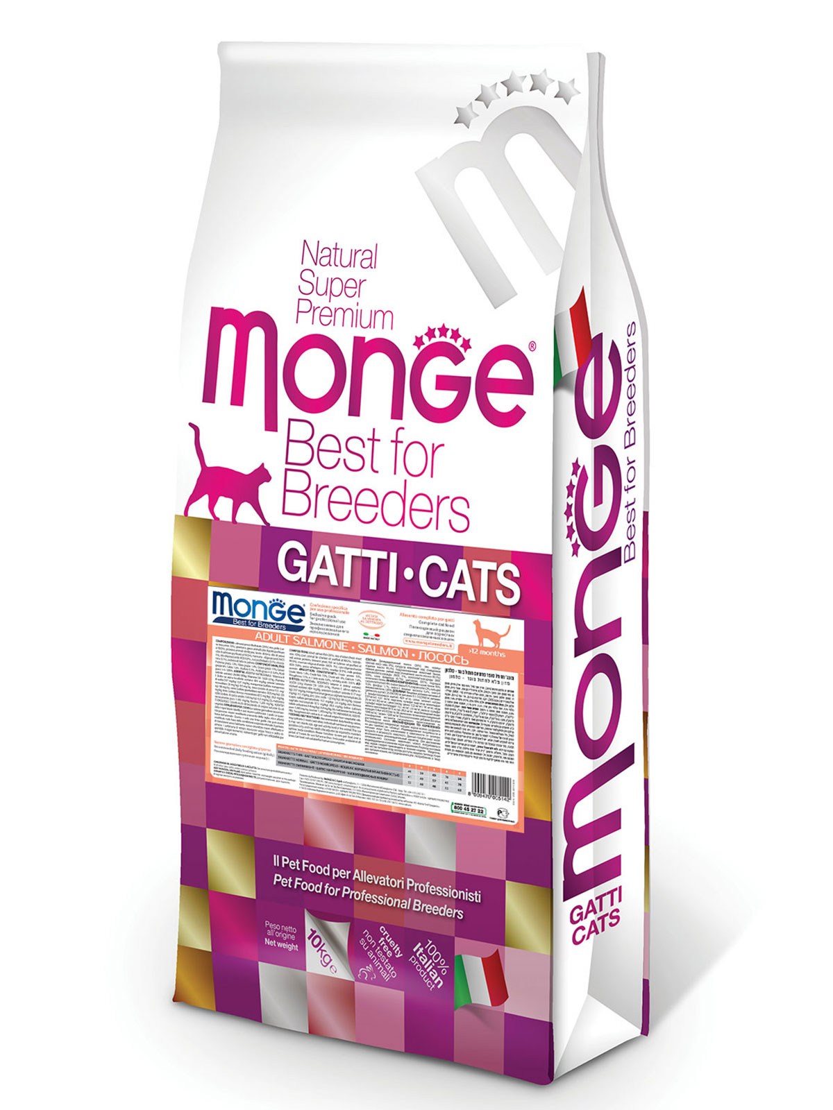 Корм сухой Monge Dog PFB Monoprotein  с лососем для взрослых кошек 10 кг