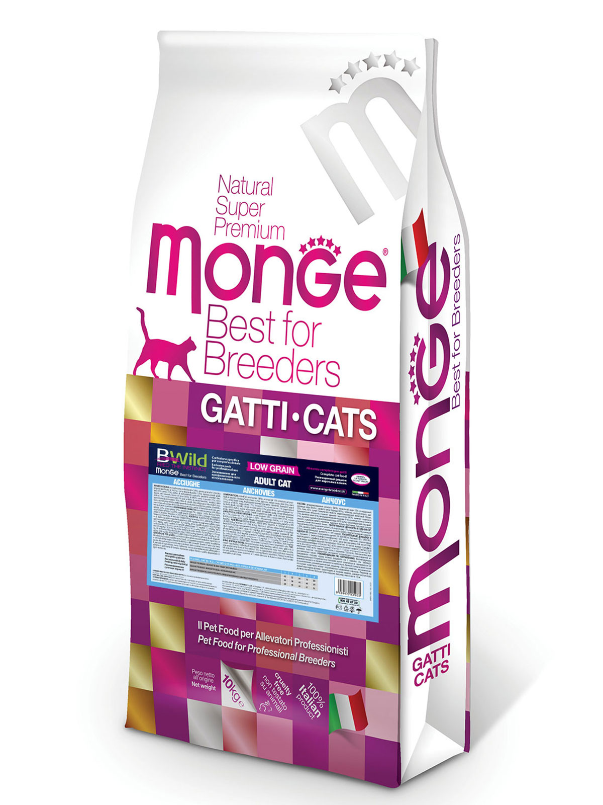 Корм сухой Monge PFB Cat BWild LOW GRAIN низкозерновой  из анчоуса для взрослых кошек 10 кг