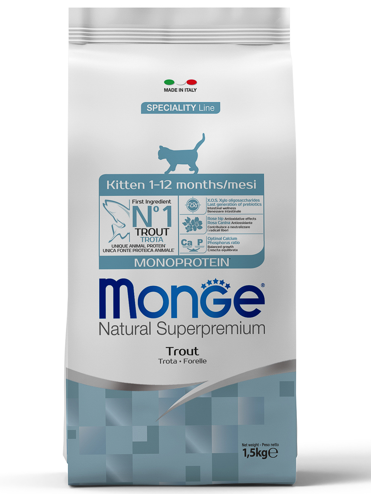 Корм сухой Monge Cat Monoprotein  для котят с форелью 1,5кг