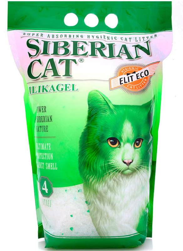 

Наполнитель Сибирская кошка Элита ЭКО 4 л силикагель (зелёный)