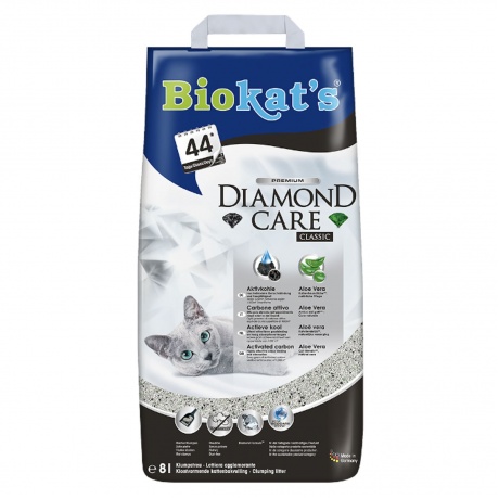 BIOKAT'S  Diamond Care CLASSIC наполнитель комкующийся с активированным углем 8л - фото 1