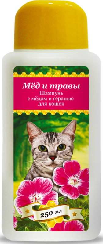 Шампунь для кошек Пчелодар с медом и геранью 250 мл 1034 - фото 1
