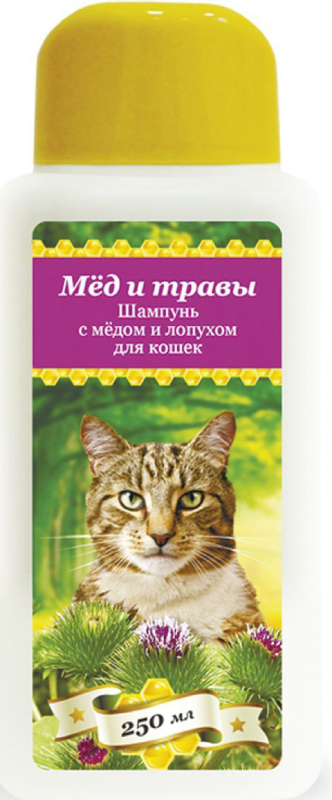 Шампунь для кошек Пчелодар с медом и лопухом 250 мл 1036 - фото 1