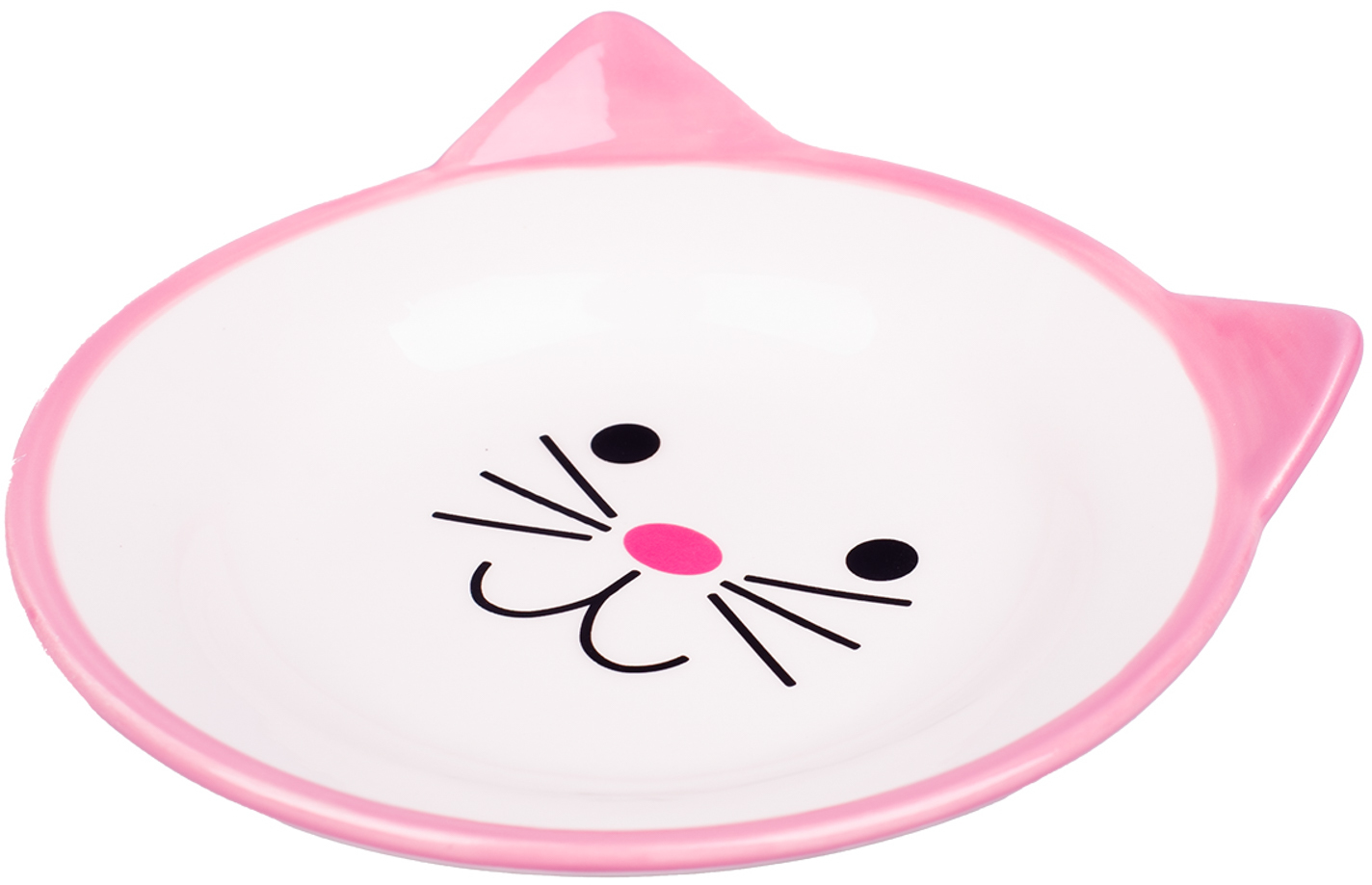КерамикАрт миска керамическая для кошек 150 мл Мордочка кошки розовая