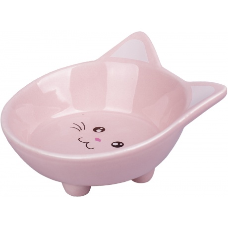 КерамикАрт миска керамическая для кошек Мордочка кошки 200 мл, розовый - фото 1