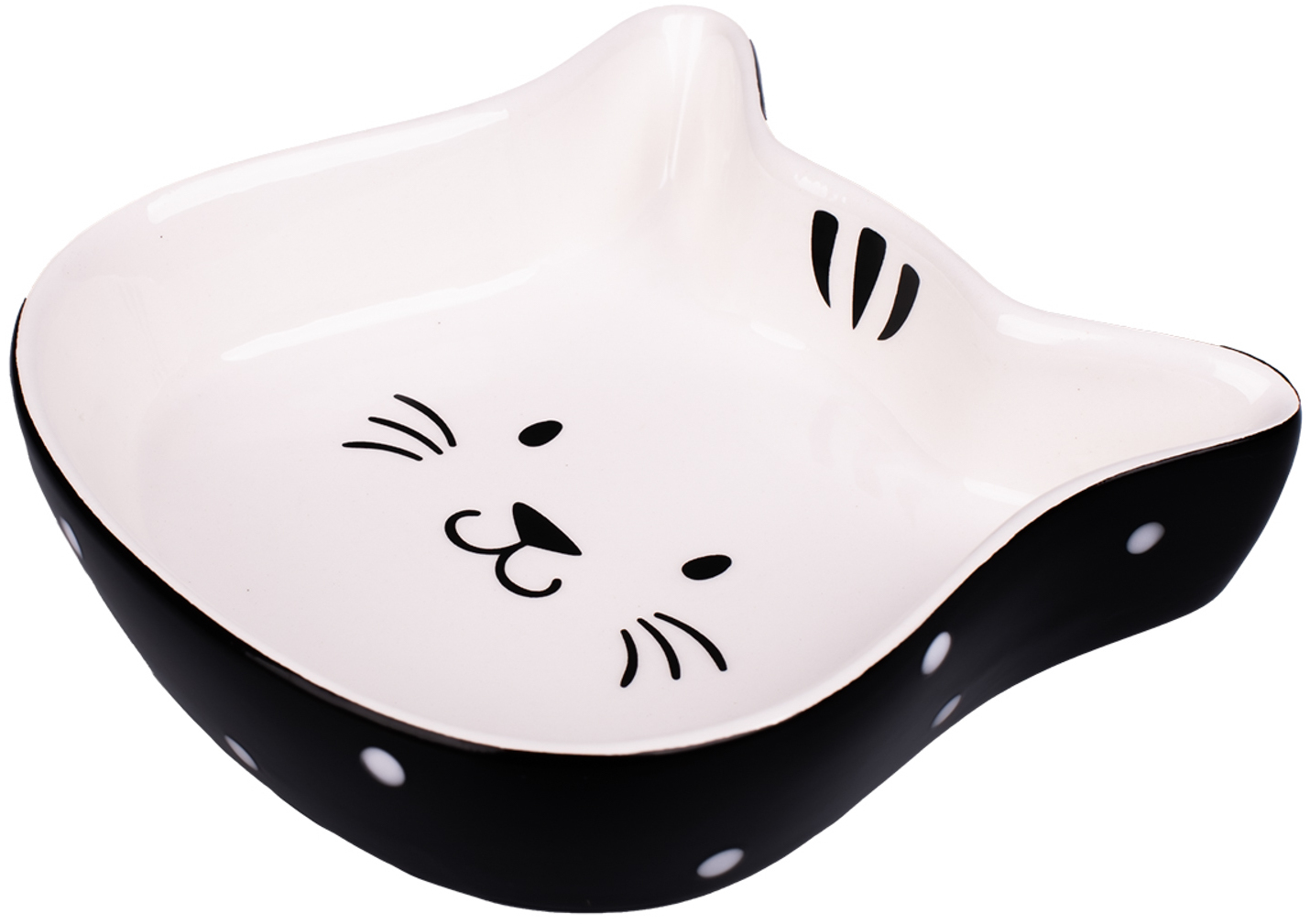 КерамикАрт миска керамическая для кошек Мордочка кошки 200 мл, черный с белым