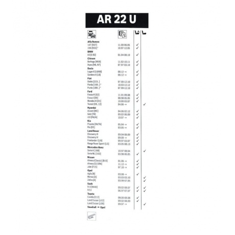 Щетка стеклоочистителя BOSCH Aerotwin AR22U, 550 мм, бескаркасная, 1шт, 3397008537 - фото 4