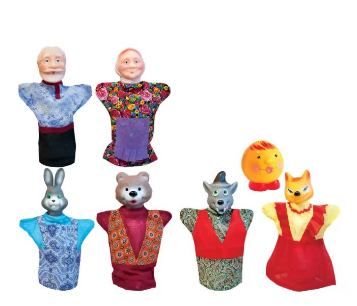 Кукольный театр Колобок 7 персонажей в коробке Русский стиль 11201 кукольный театр колобок 7 кукол перчаток сценарий в стихах