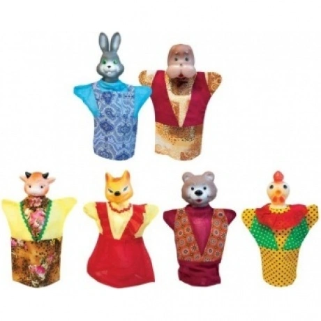 Кукольный театр "Зайкина избушка" 6 персонажей в коробке