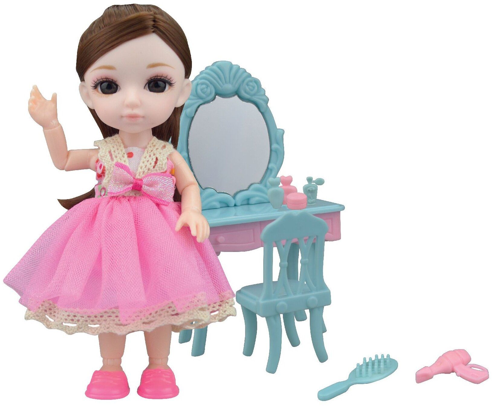Кукла шарнирная Малышка Лили,игровой набор туалетный столик
