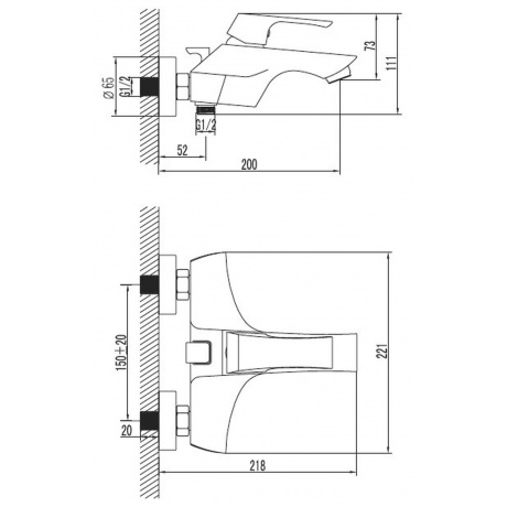 Смеситель для ванны Lemark Unit LM4502C - фото 2