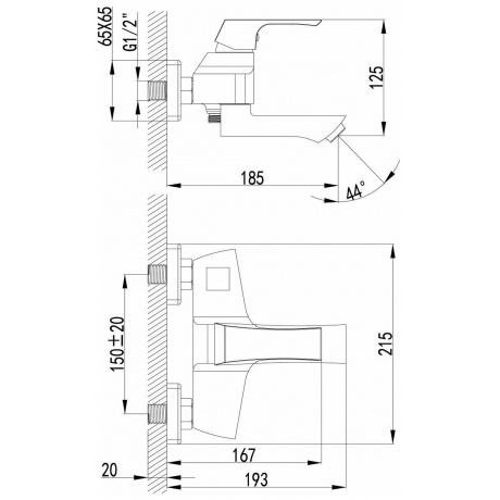 Смеситель для ванны Lemark Unit LM4517C - фото 3