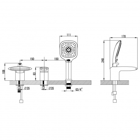 Смеситель для ванны Lemark Status LM4445C - фото 2