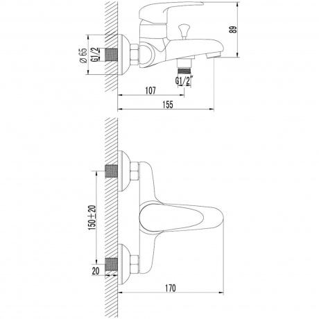 Смеситель для ванны Lemark Pramen LM3302C - фото 5