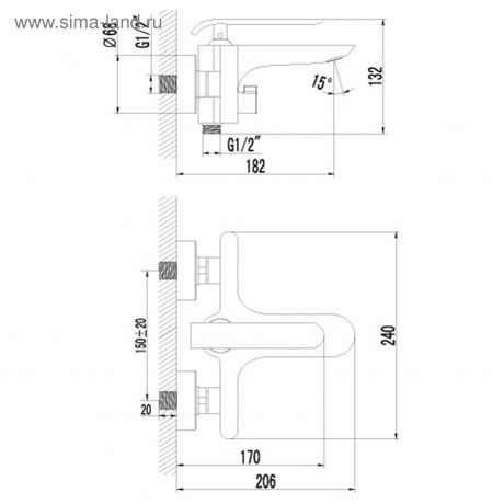 Смеситель для ванны Lemark Melange LM4914CW - фото 4