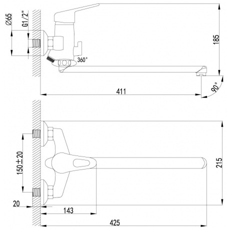 Смеситель для ванны Lemark Luna LM4151C - фото 2