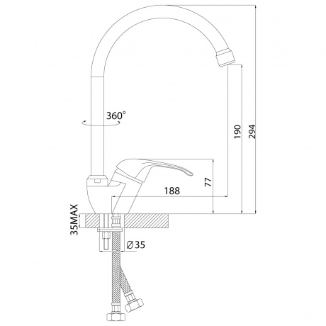 Смеситель для кухни Rossinka A35-23 - фото 2