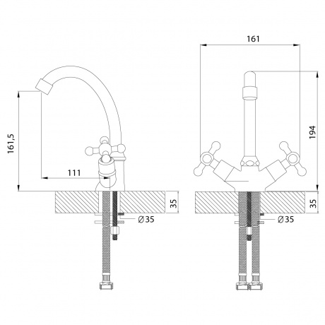 Смеситель для раковины Rossinka G02-62 - фото 2