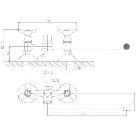 Смеситель для ванны Rossinka Q02-80 - фото 2