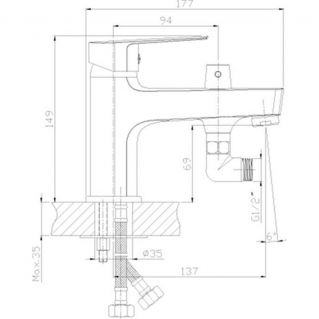 Смеситель для ванны Rossinka S35-38 - фото 2