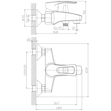 Смеситель для ванны Rossinka T40-31 - фото 2
