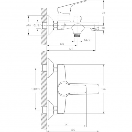 Смеситель для ванны Rossinka RS29-31 - фото 2