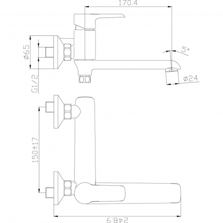 Смеситель для ванны Rossinka W35-33 - фото 4