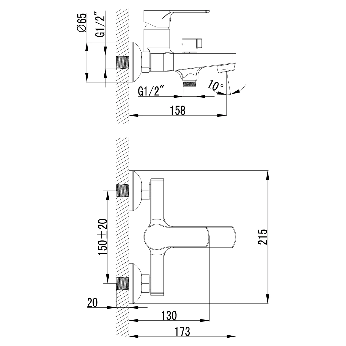 Смеситель для ванны Lemark Plus Grace LM1512C - фото 2