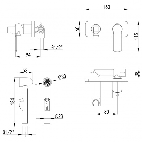 Смеситель встраиваемый с гигиеническим душем Lemark Plus Grace LM1519C - фото 3