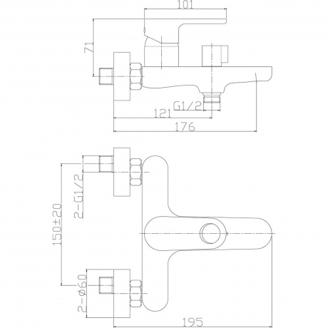 Смеситель для ванны Rossinka RS33-31 - фото 2