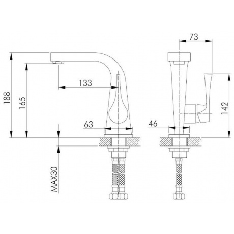 Смеситель для раковины Rossinka RS34-12U - фото 2