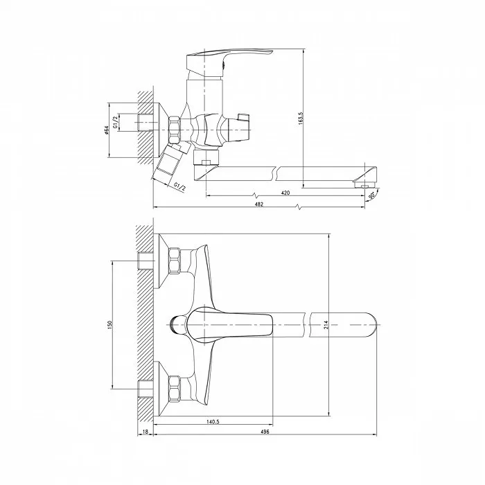 Смеситель для ванны с длинным изливом Iddis Ray RAYSBL2i10WA - фото 2