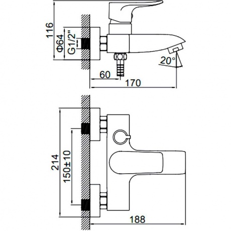 Смеситель для ванны Ledeme L3234 - фото 12