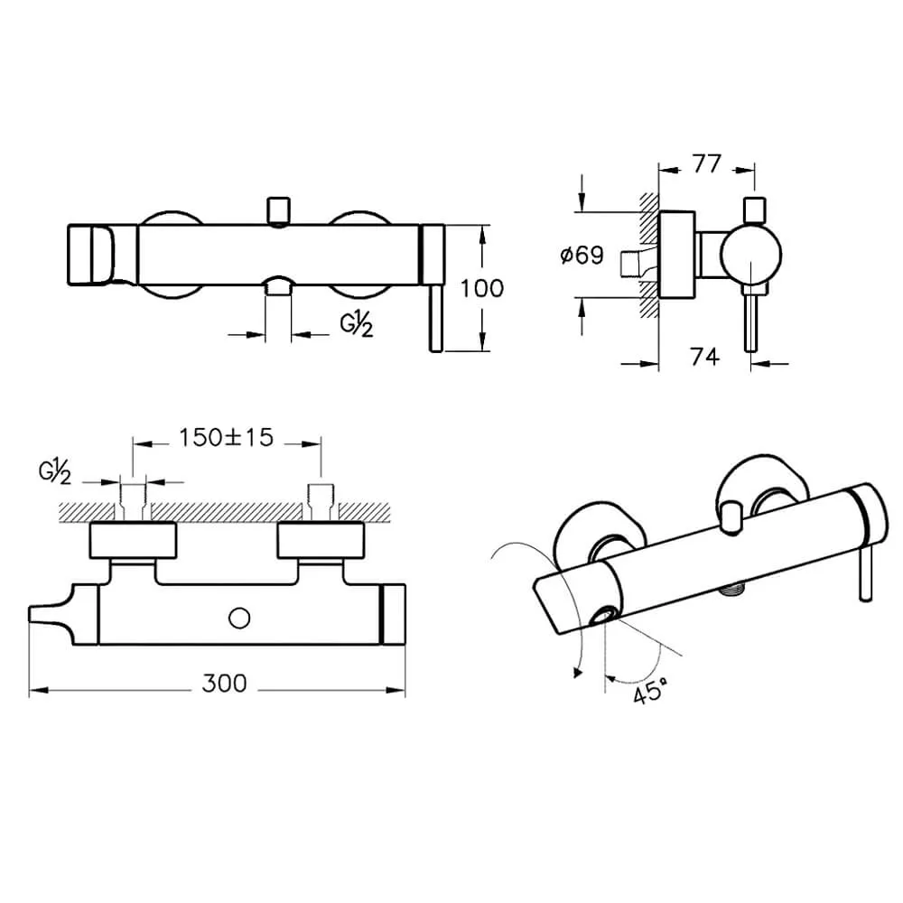 Смеситель для ванны и душа Vitra Origin A42619 - фото 2