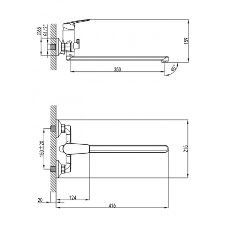 Смеситель для ванны Milardo Horizont HORSB02M10 - фото 2
