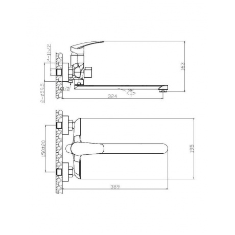 Смеситель для ванны Elghansa 5372909 - фото 2