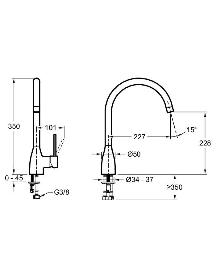 Смеситель для кухни Jacob Delafon MARIETTE E23303-CP - фото 2