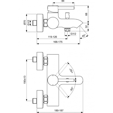 Смеситель для ванны Ideal Standard Ceraline BC199AA - фото 2