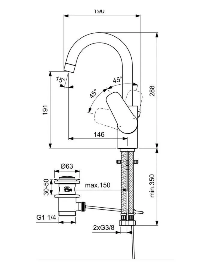 Смеситель для раковины Ideal Standard Ceraflex B1716AA - фото 2