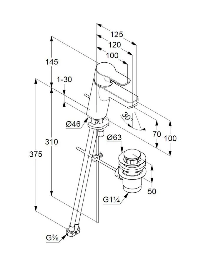 Смеситель для раковины Kludi Pure Easy 373829165 - фото 2