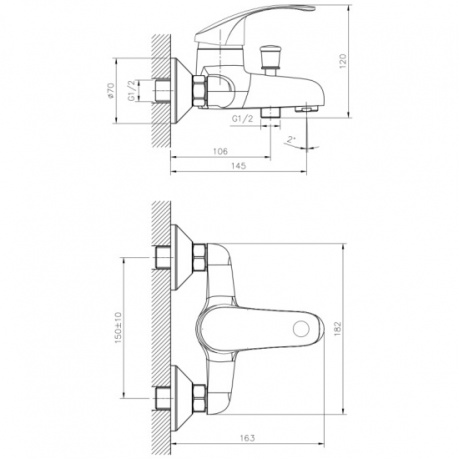 Смеситель для ванны DECOROOM DR71 (DR71035) - фото 3