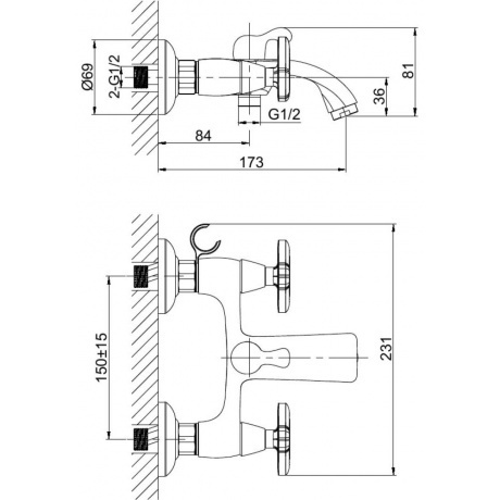 Смеситель для ванны D&amp;K Hessen Goethe (DA1383241) - фото 2
