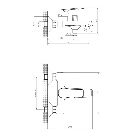 Смеситель для ванны DECOROOM DR23 (DR23036) - фото 2