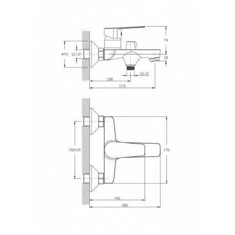 Смеситель для ванны RUSH Disco (DI6935-44) - фото 3
