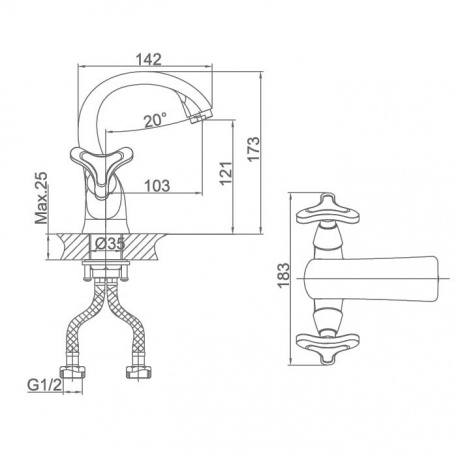 Смеситель для раковины D&amp;K Hessen Goethe (DA1382141) - фото 2