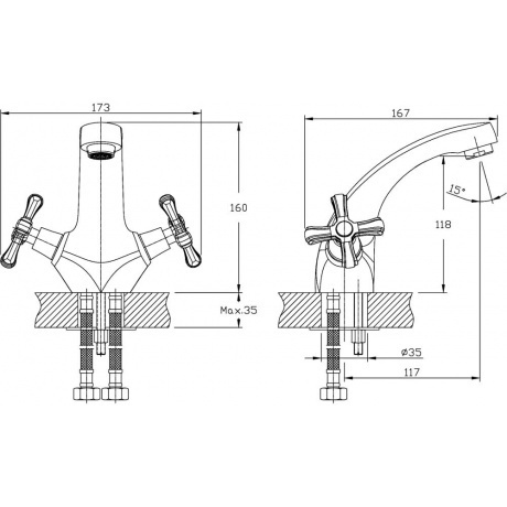 Смеситель для раковины RUSH Bianki (BI7650-11) - фото 2
