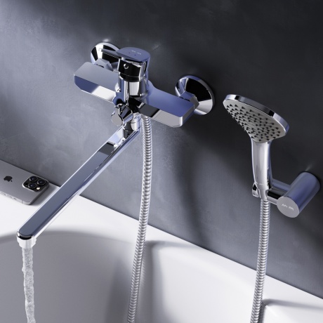 Cмеситель для ванны и душа излив 300 мм AM.PM X-Joy F85A95000, душевой набор, хром, шт. - фото 5