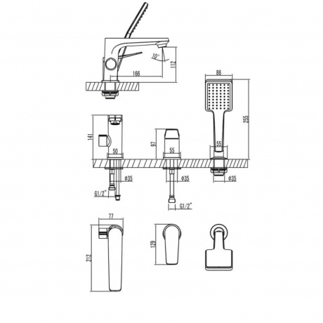 Смеситель для ванны и душа Lemark Bronx (LM3745GM) - фото 2