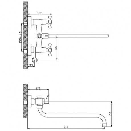 Смеситель для ванны Rossinka универсальный (Н02-84R) - фото 4