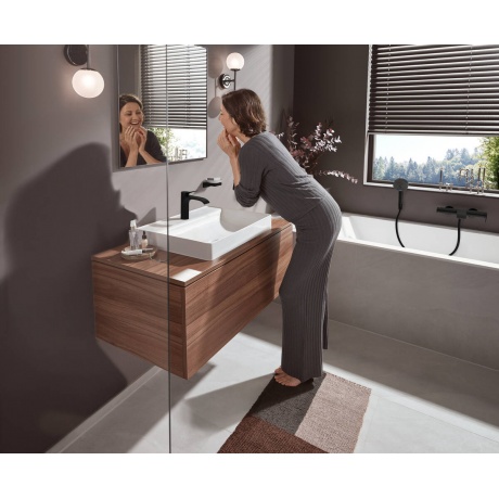 Смеситель Hansgrohe Vivenis для раковиня 75023670, CoolStart, 110 с донным клапаном, матовый черный - фото 2